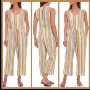 NWT, Anthropologie Drew Brown Combo Linen Romper